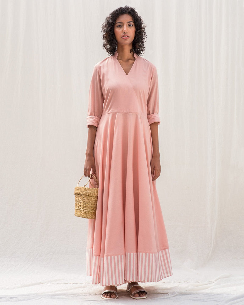 Front Overlap Kurta - Pink