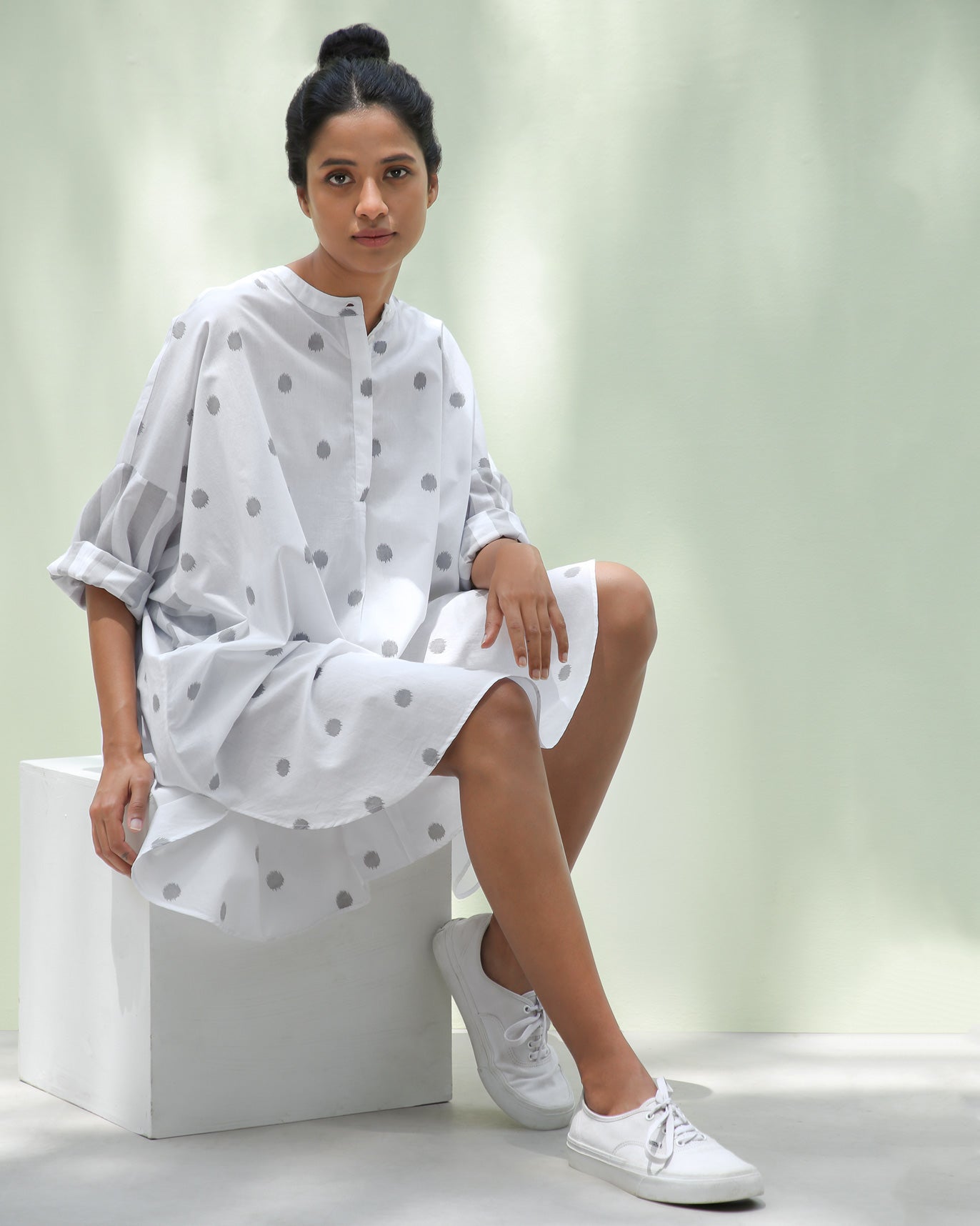 Lazy Sunday Tunic - Grey Ikat