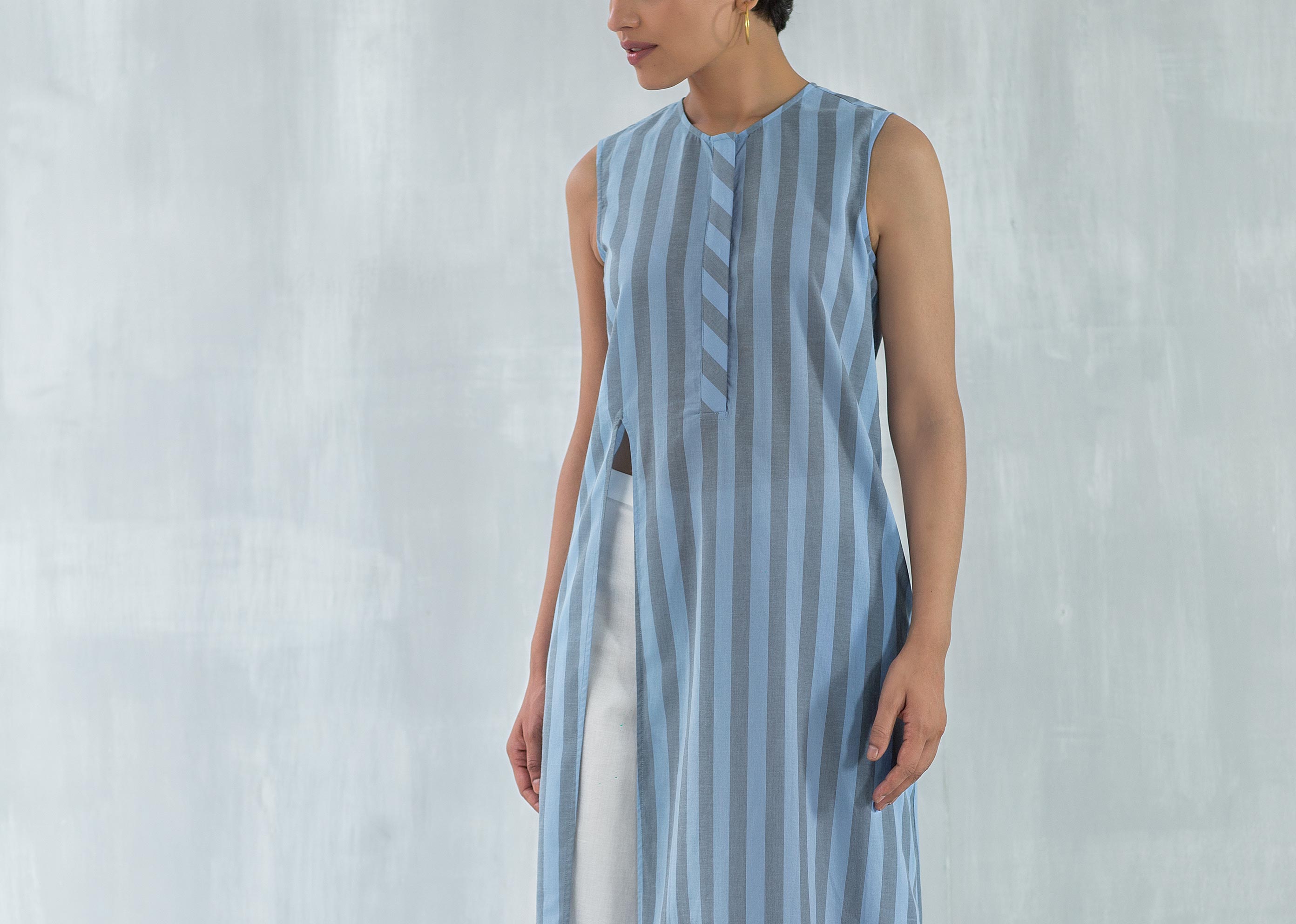 High Slit Stripe Kurta