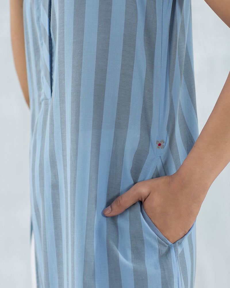 High Slit Stripe Kurta