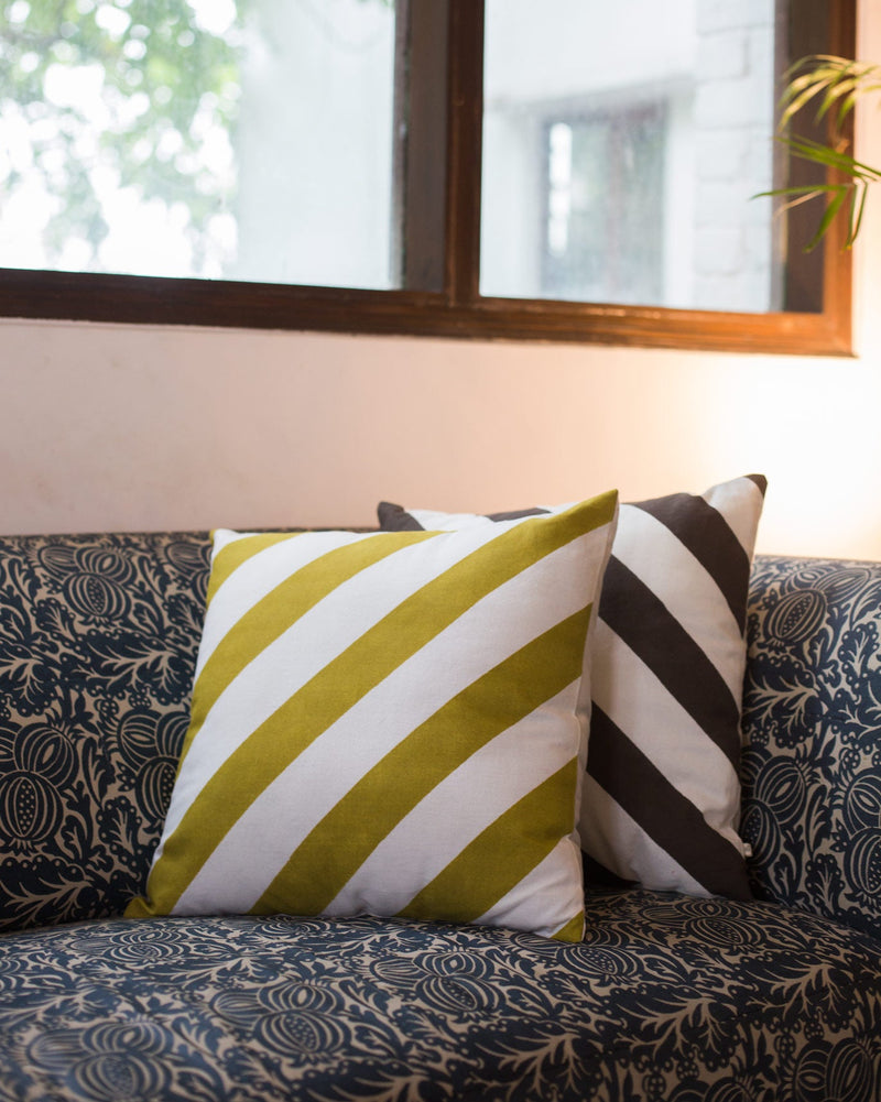 Candy Stripe Cushion Cover - Yellow