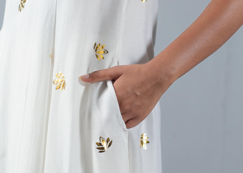 Front Pleat Kurta - Ivory