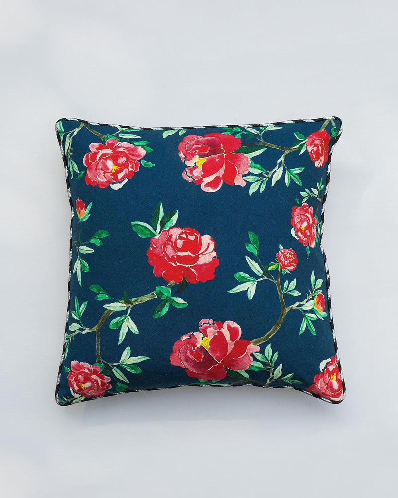 Peony Cushion Cover - Blue