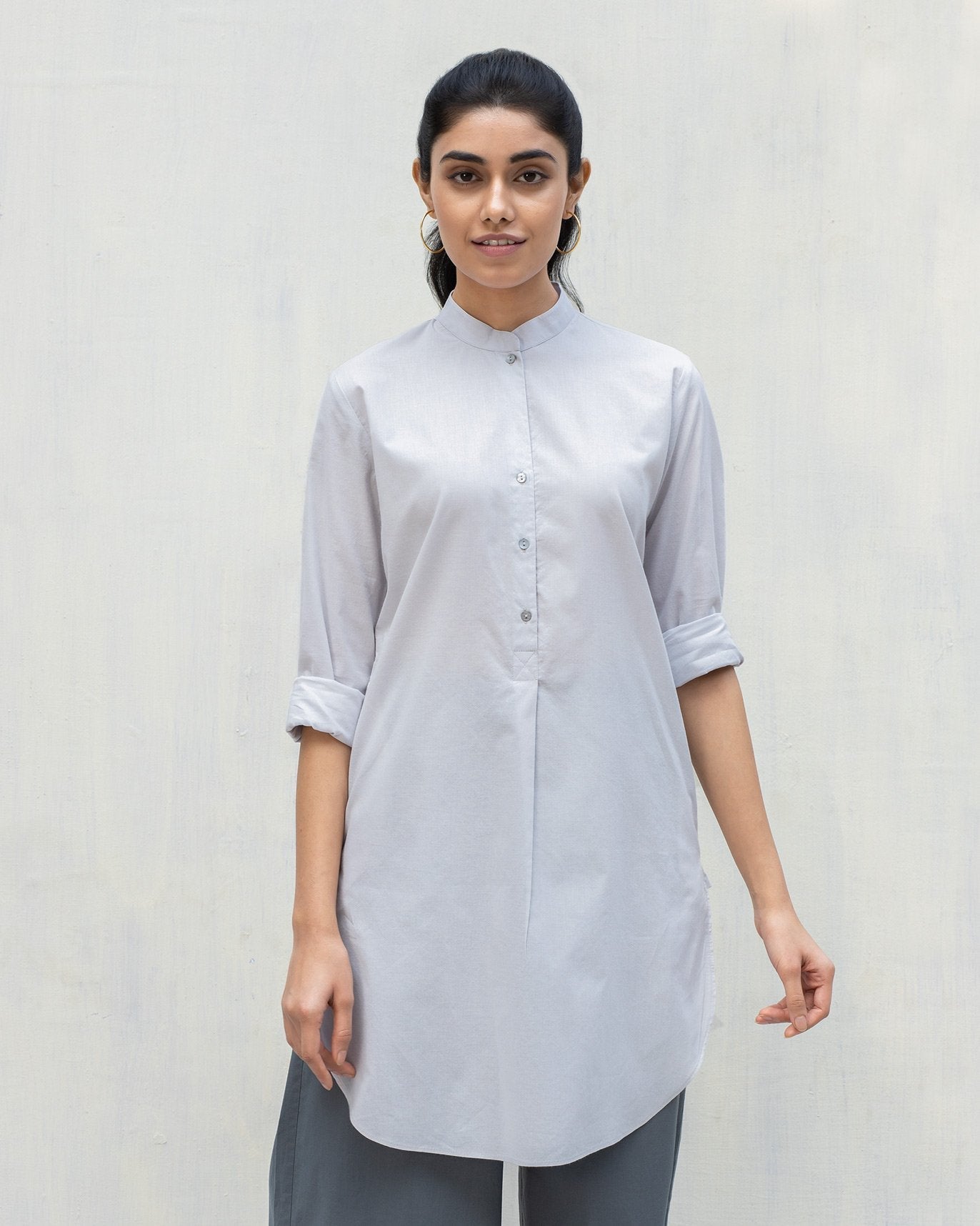 Mid-Length Kurta - Ash Grey