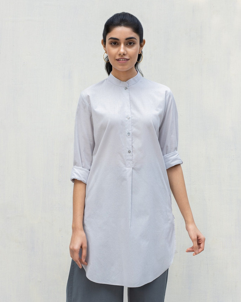 Mid-Length Kurta - Ash Grey