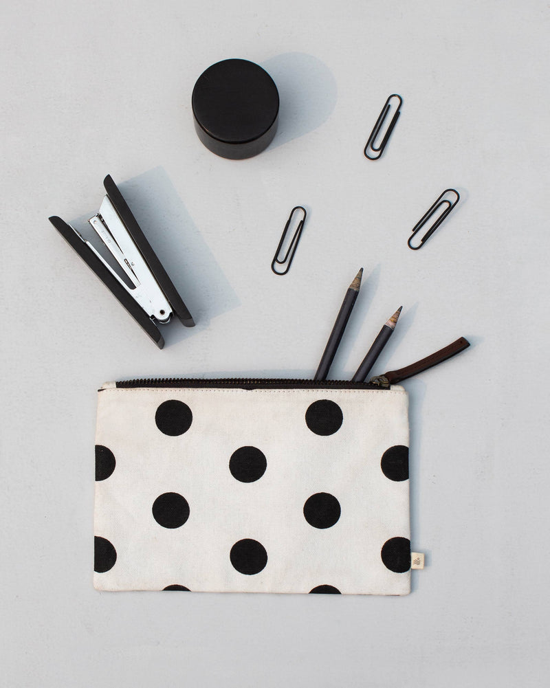 Stripe & Polka Pouch - Black & White