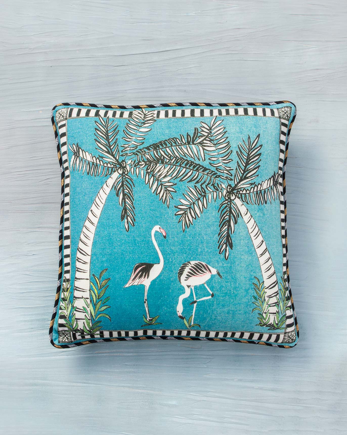 Flamingo Cushion Cover - Blue