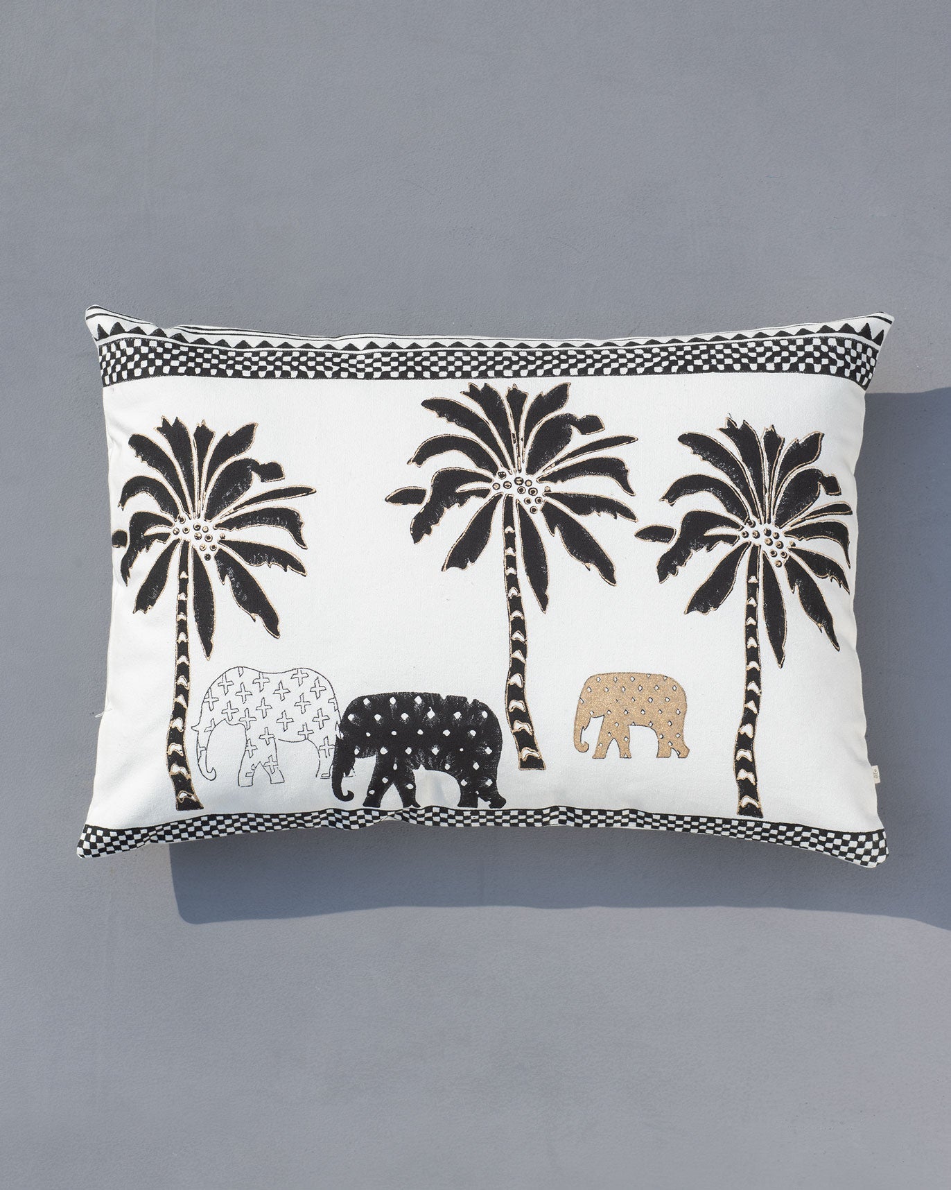 Jungle Parade Lumbar Pillow Cover - Black & Gold