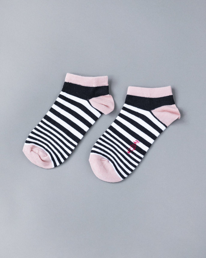 Narrow Stripe Socks - Black & Pink