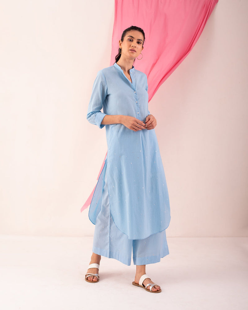 Basic Long Length Kurta - Blue