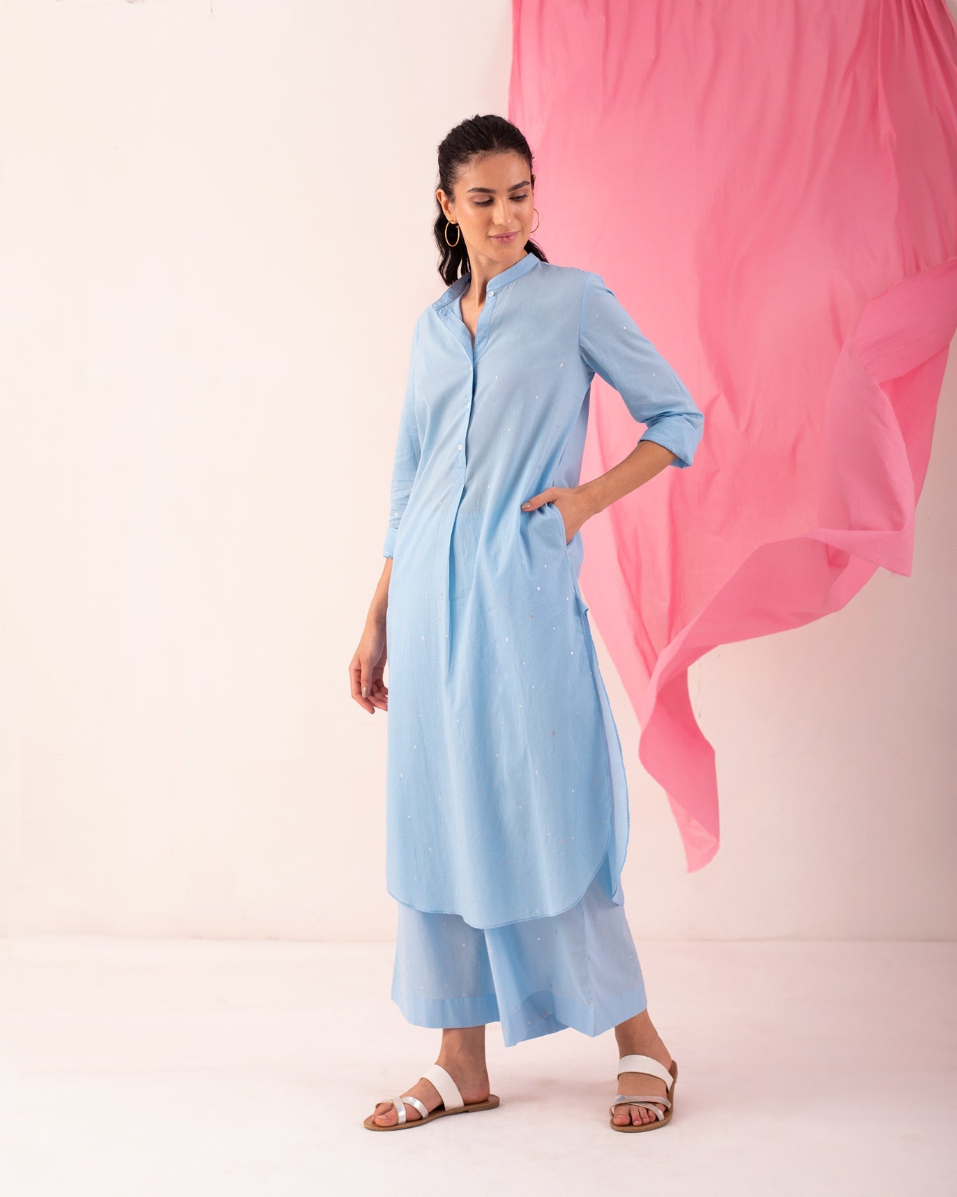 Basic Long Length Kurta - Blue