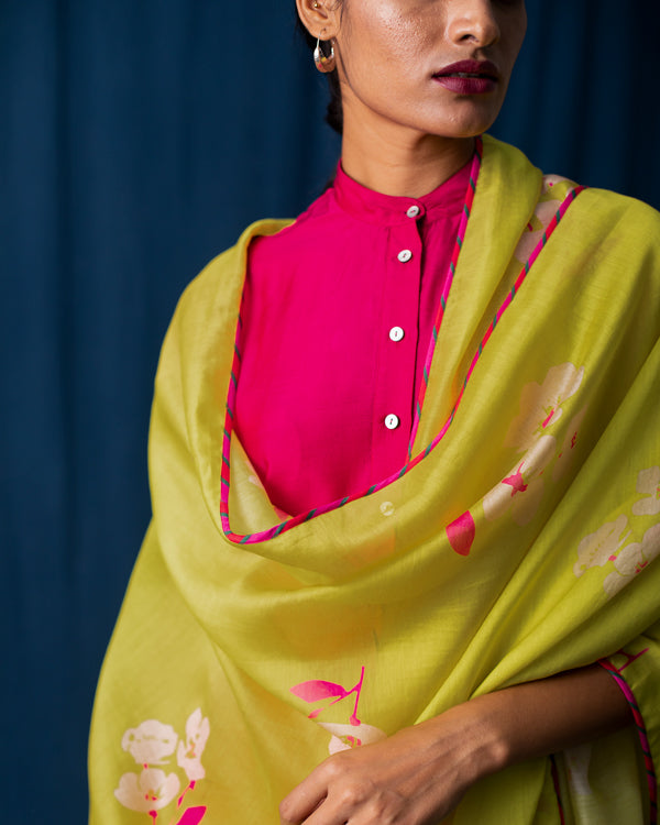 Forest Light Dupatta - Lime