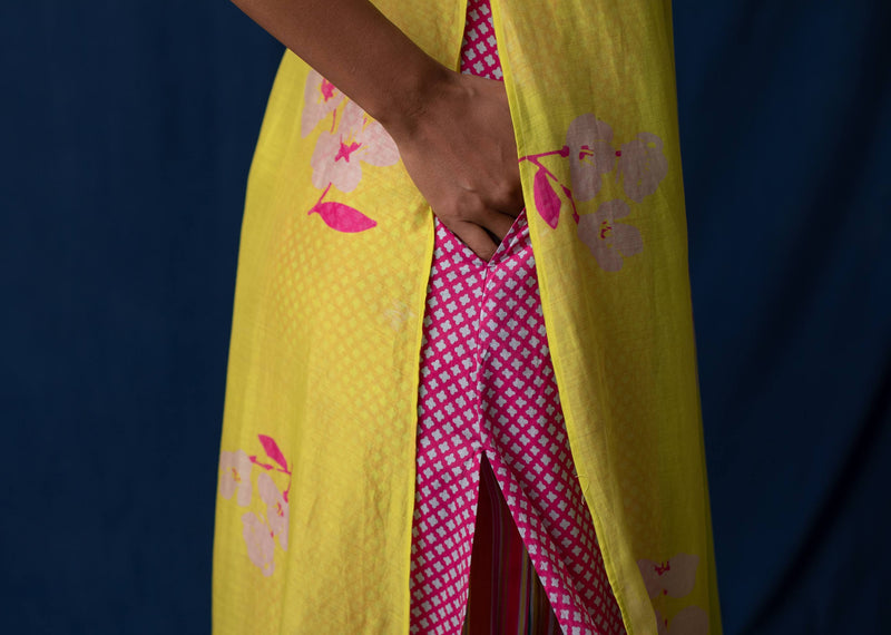 Double Layer Kurta - Lime