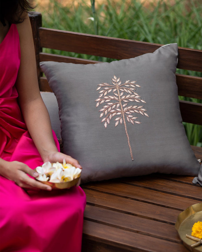 Vriksh Cushion Cover - Soft grey
