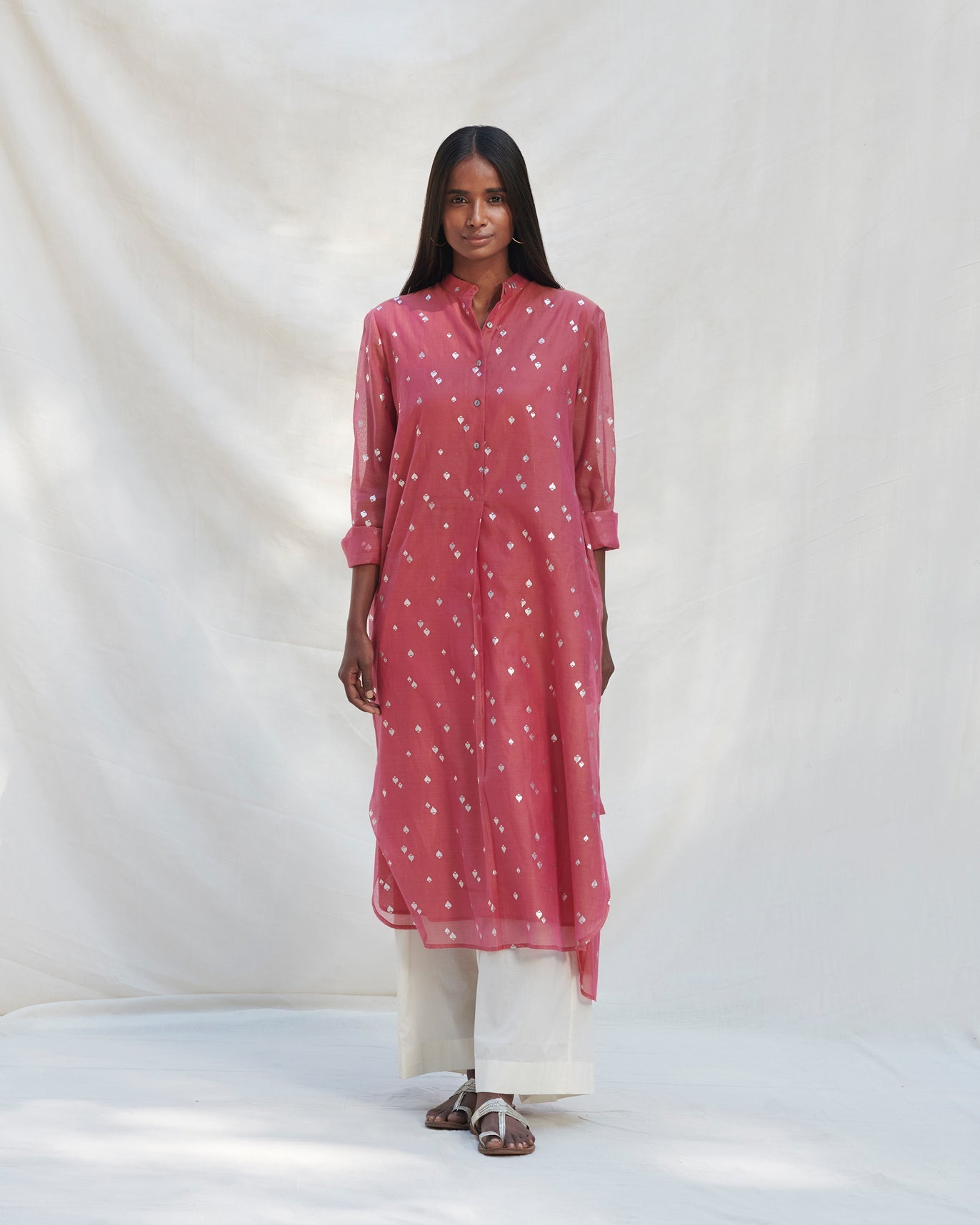 Smocked Back Kurta - Brick Red