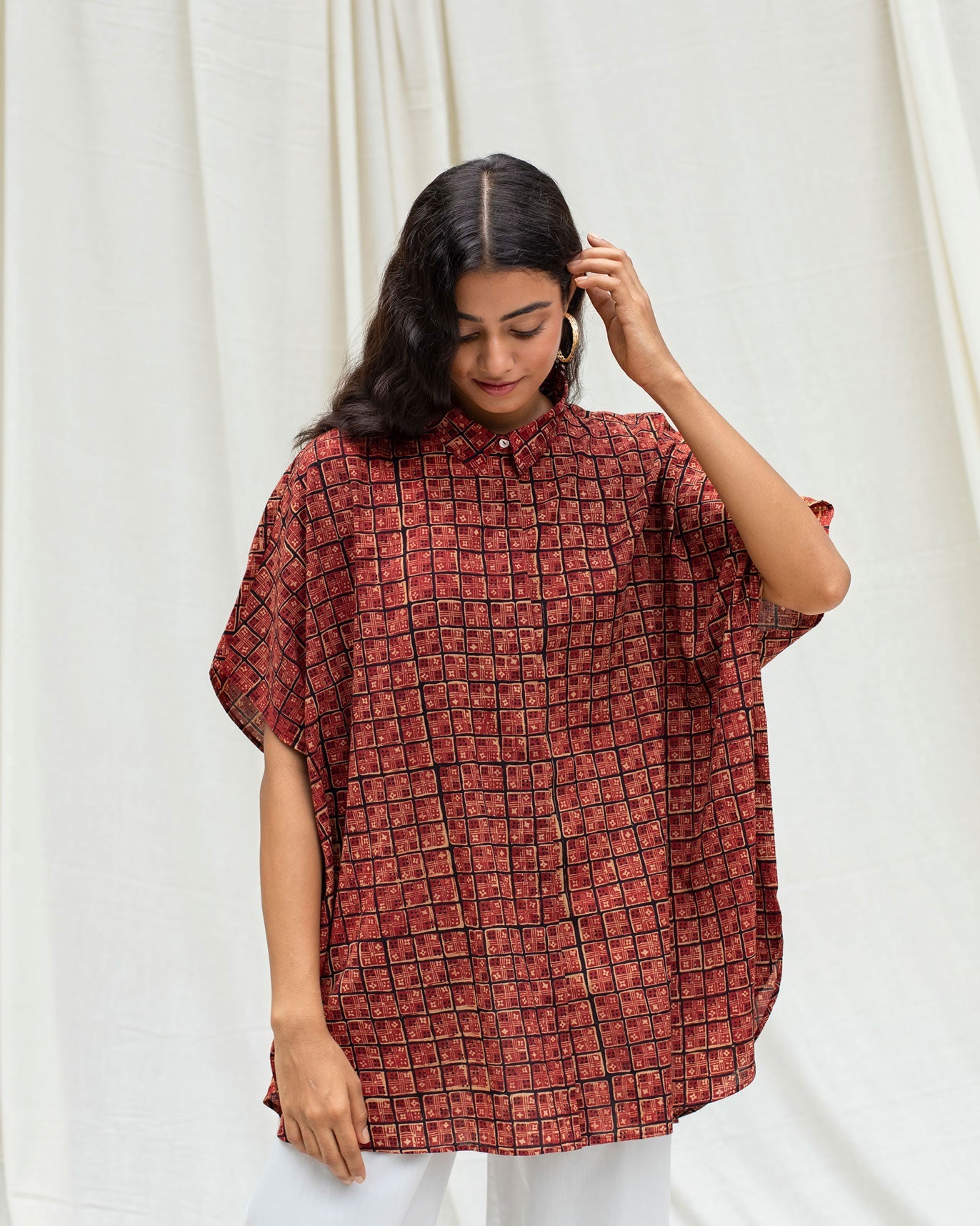 Kaftan Shirt - Red & Black