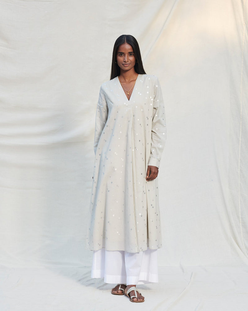 Summer Pleat Kurta - Grey