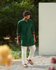 Kantha Stitch Kurta - Green