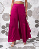 Uneven Hem Pants - Berry