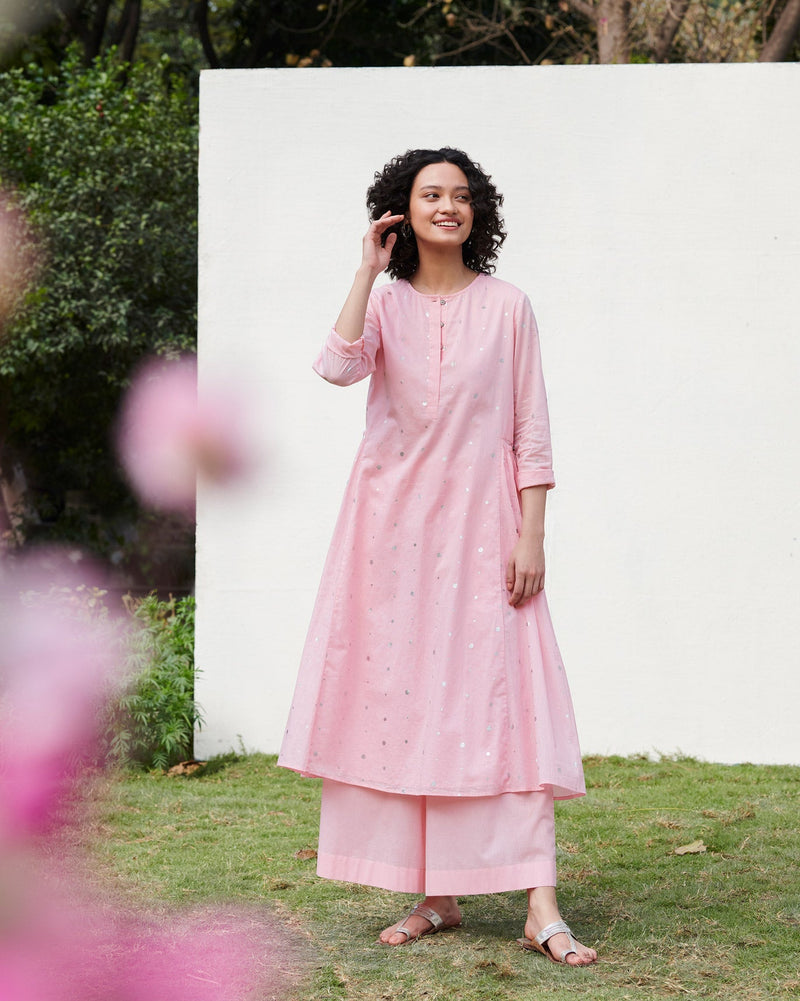 Gathered Pocket Kurta - Pink