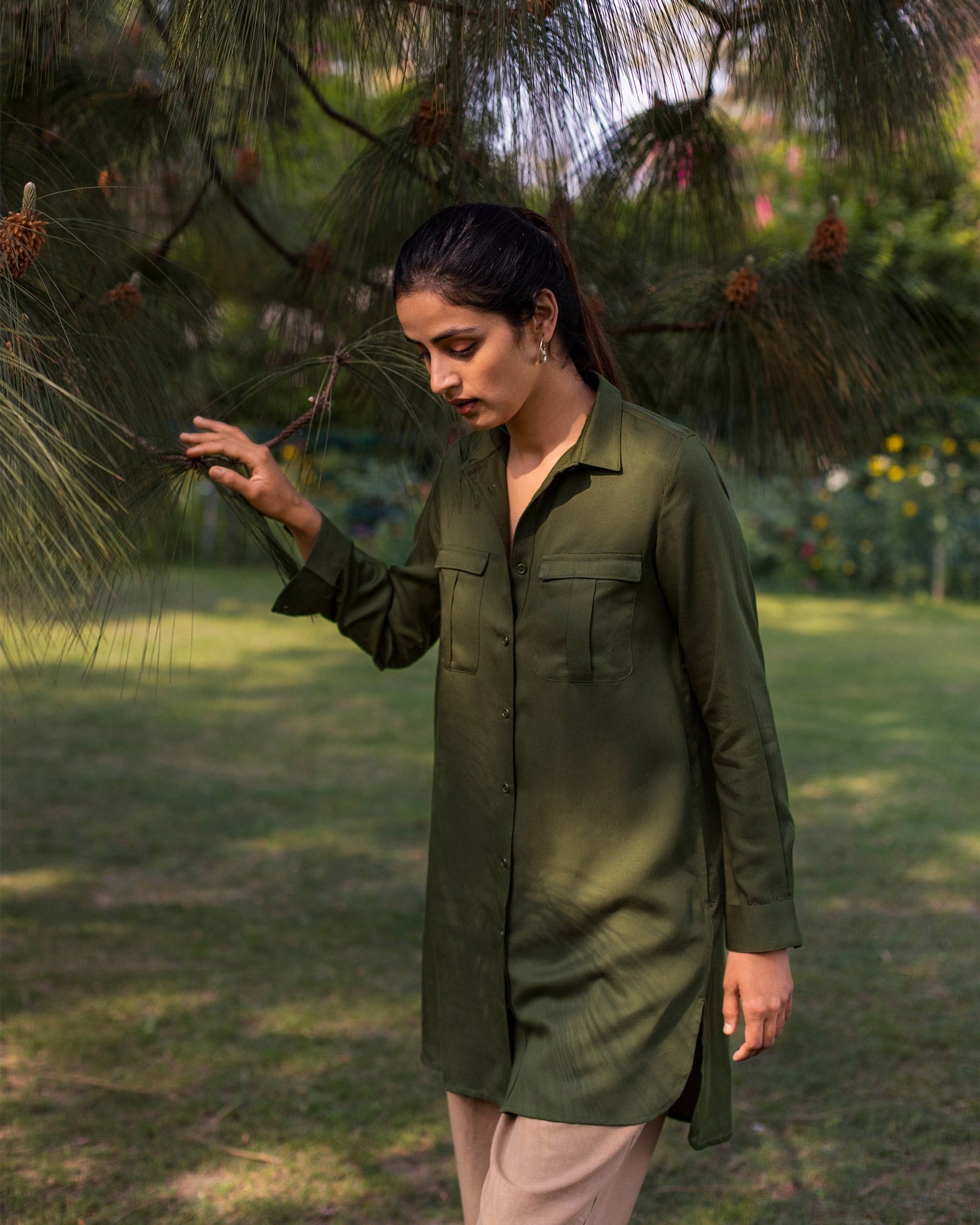 Safar Pocket Kurta - Olive