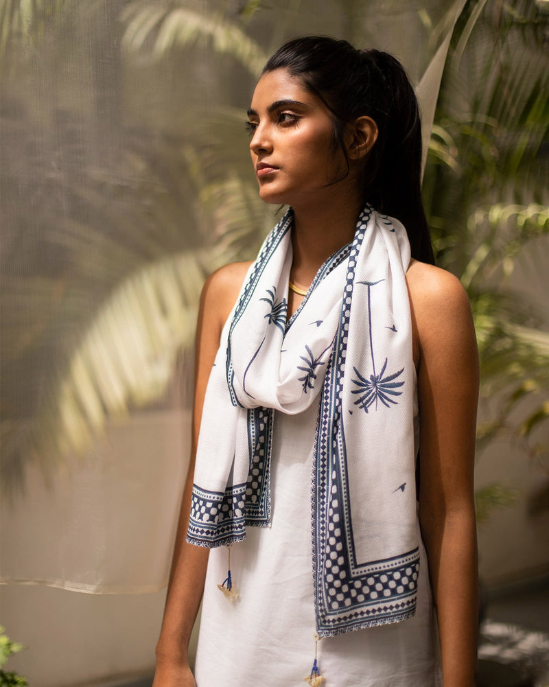 Coast Scarf - White & Blue