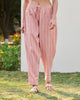 Narrow Drawstring Pants - Pink & Ivory