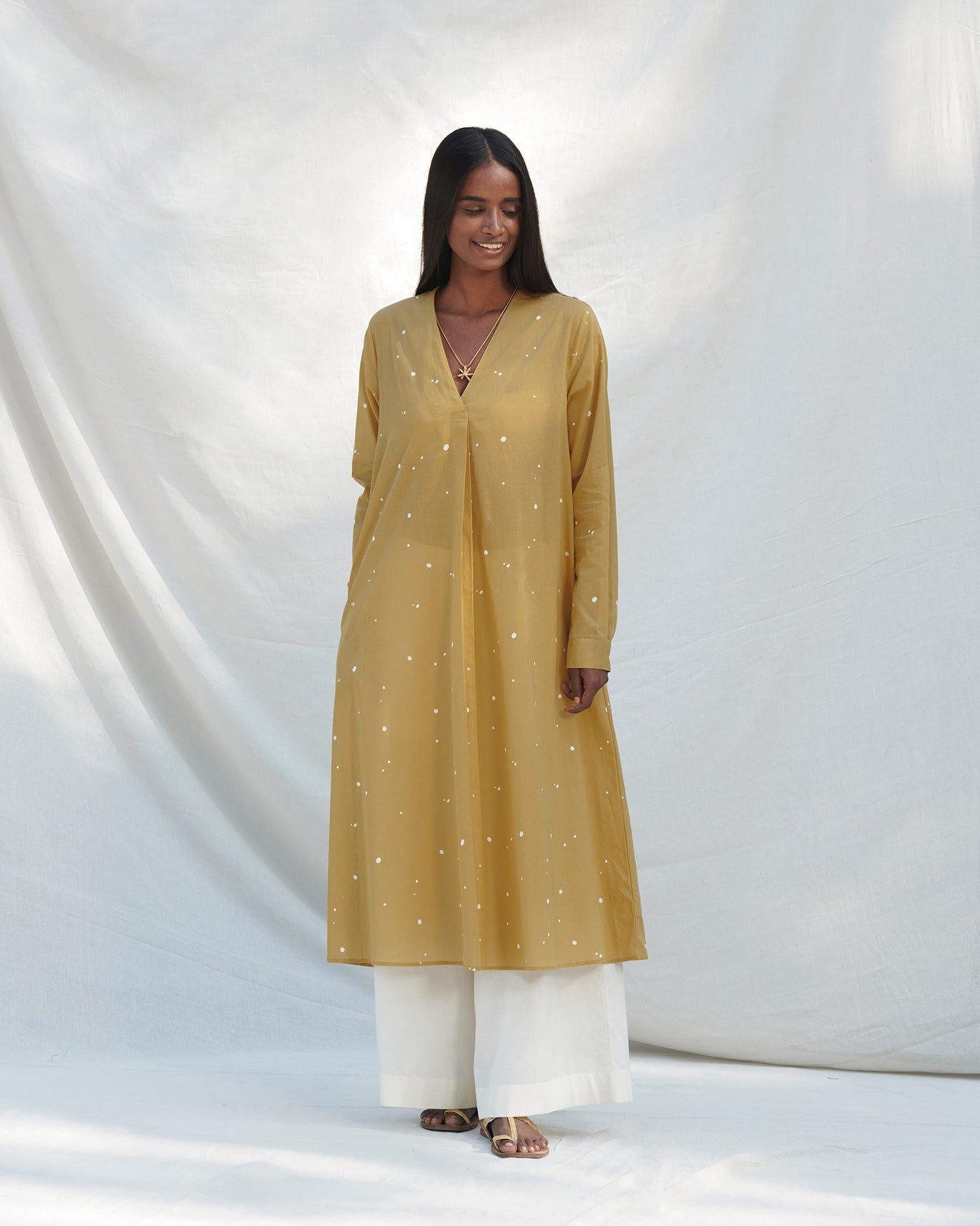 Summer Pleat Kurta - Ochre