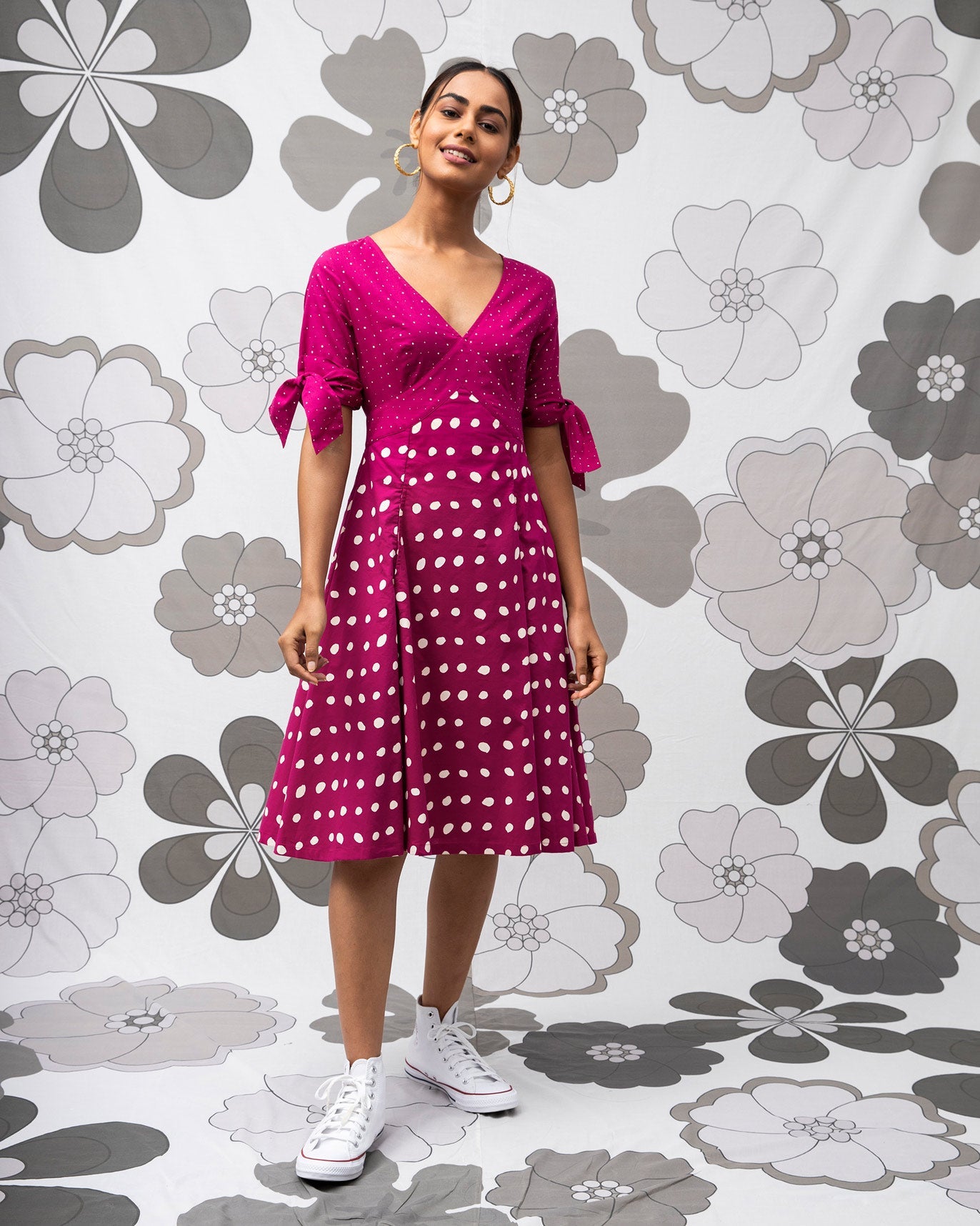 Polka Flirty Dress - Berry & Ivory