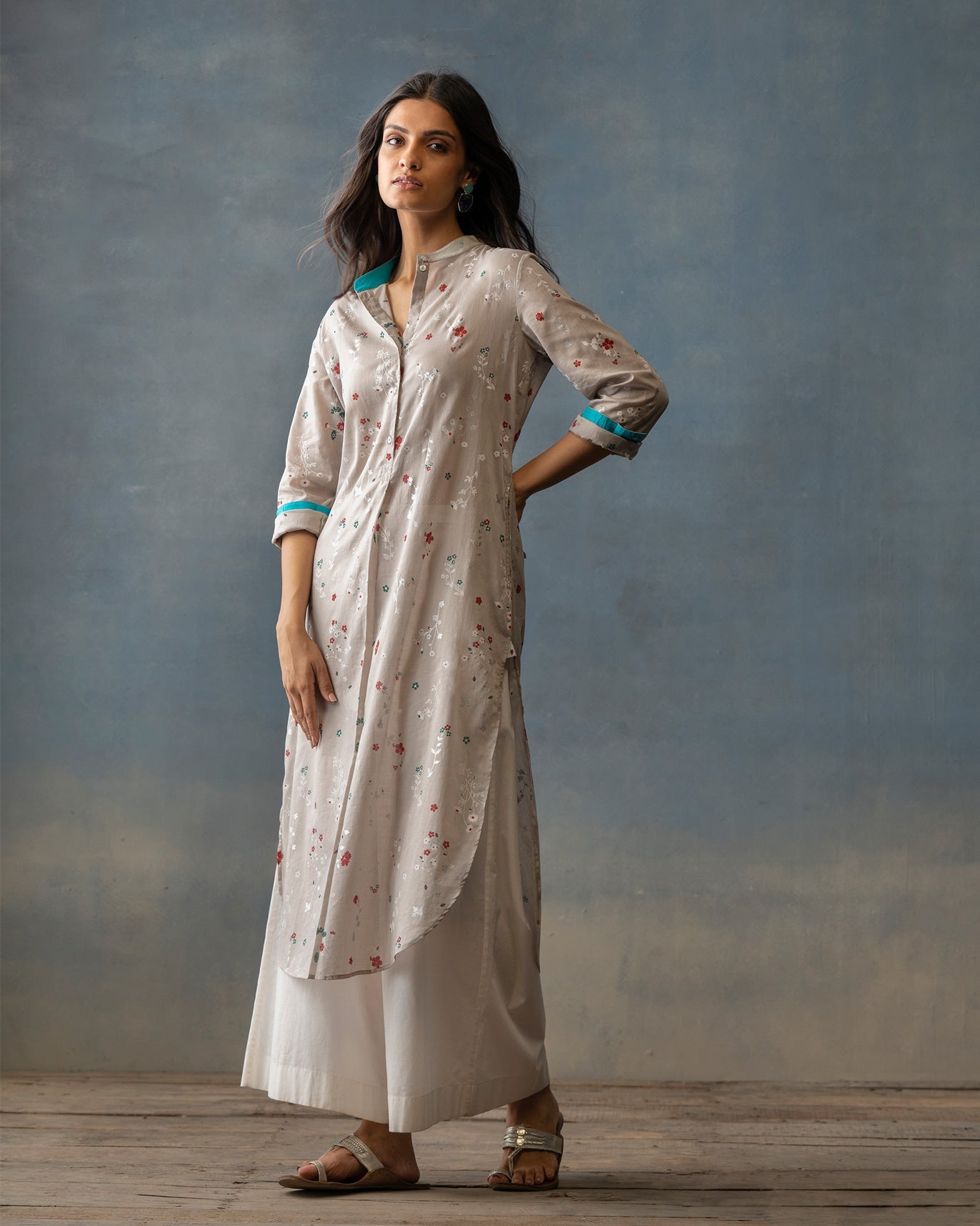 Basic Long Length Kurta - Grey