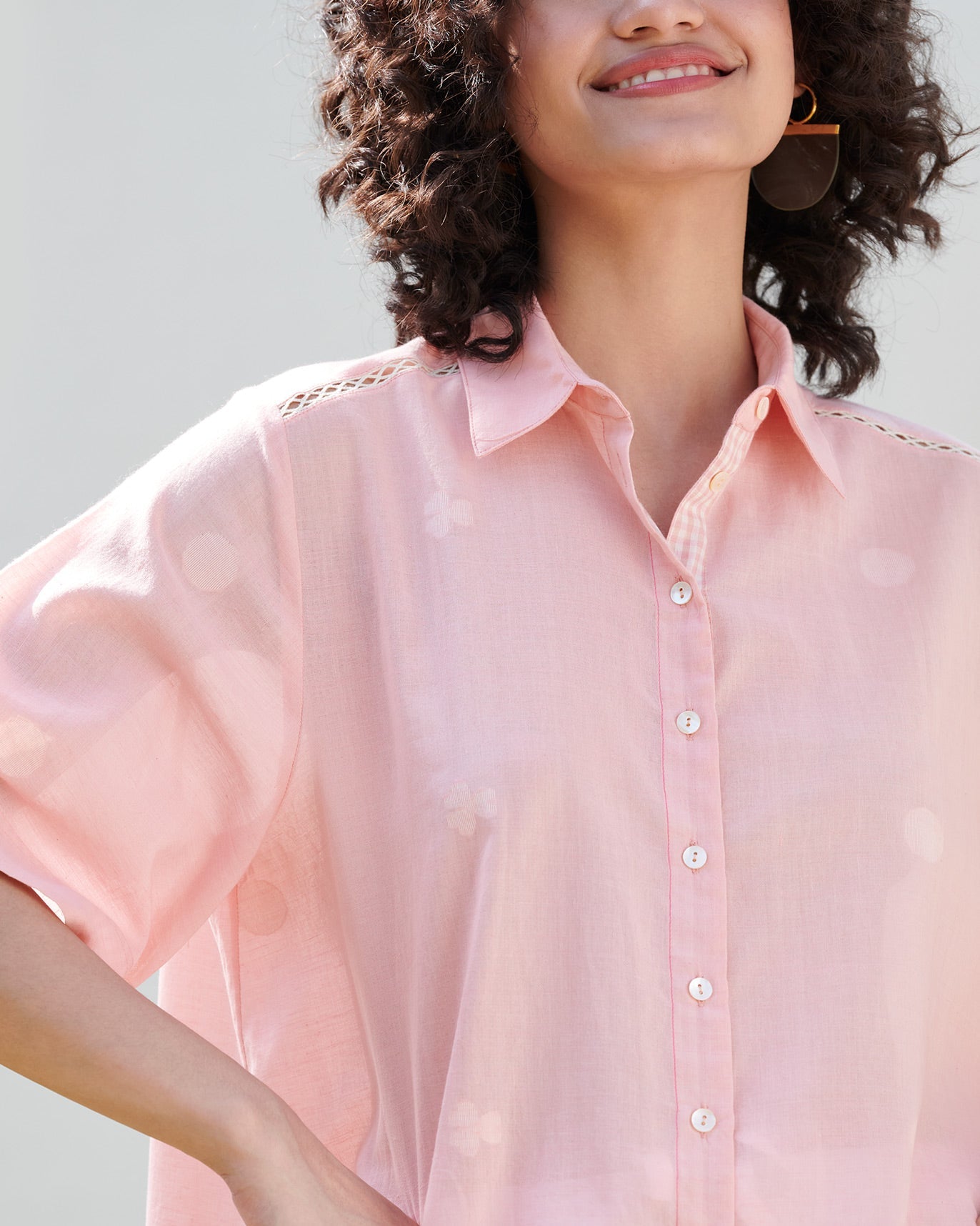 Drop Hem Shirt - Pink