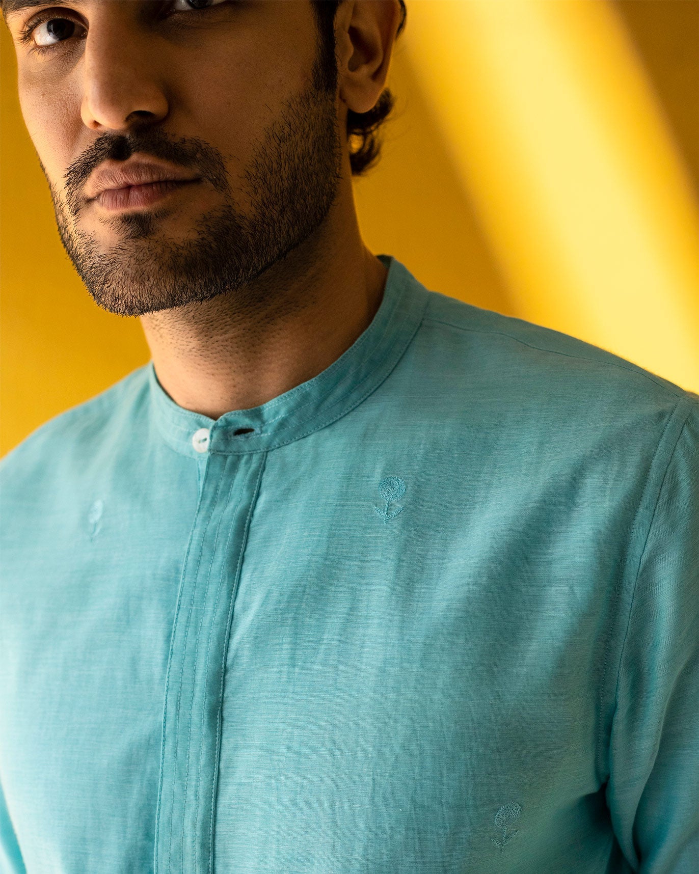 Neckband Kurta - Sea Blue