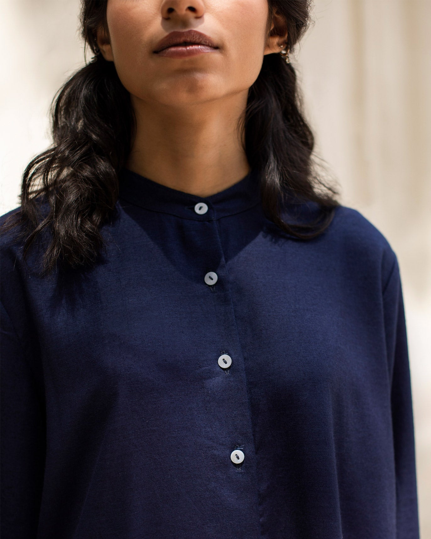 Smocked Back Kurta - Indigo