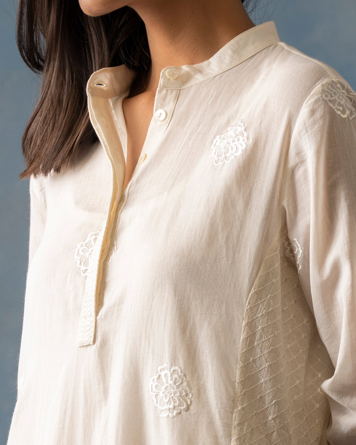 Panel Kurta with Slip - Ivory