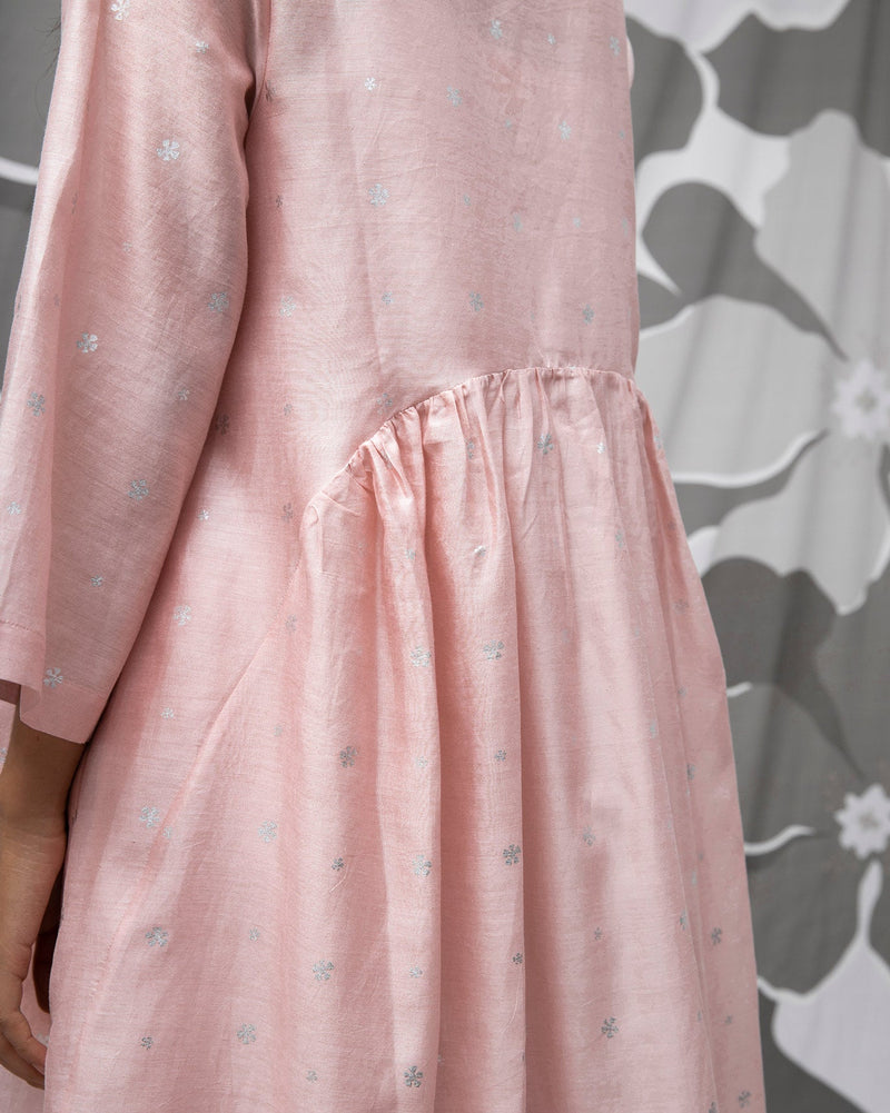 Gathered Back Dress with Slip - Pink