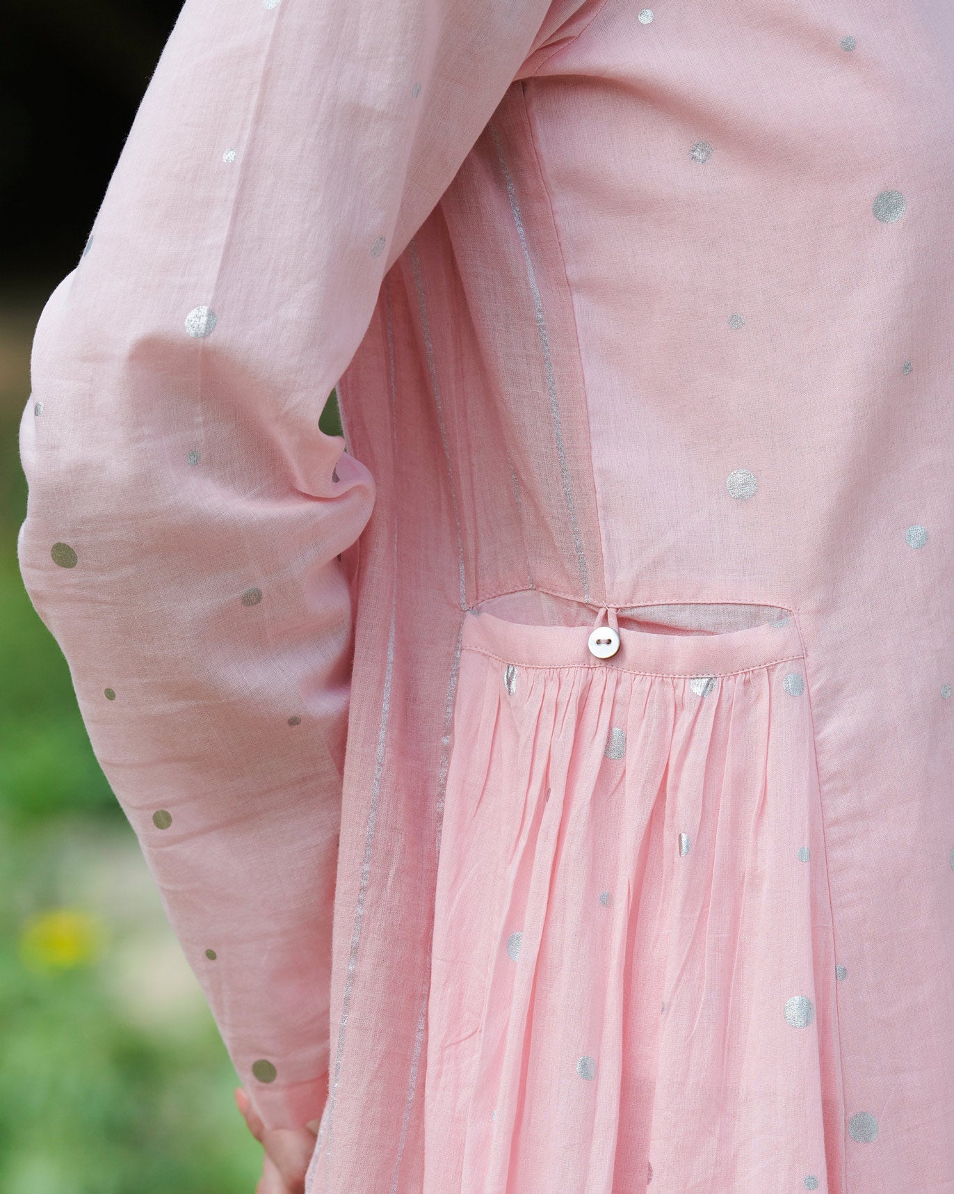 Gathered Pocket Kurta - Pink