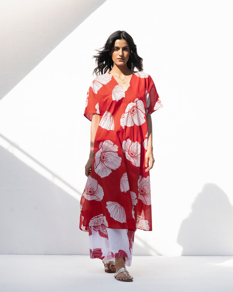 Gusset Kaftan - Red