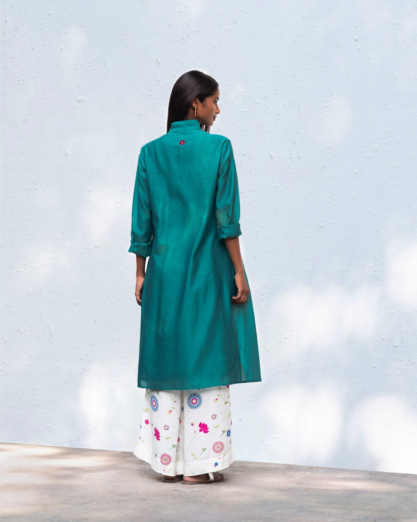 Pin Tuck kurta with Slip - Teal