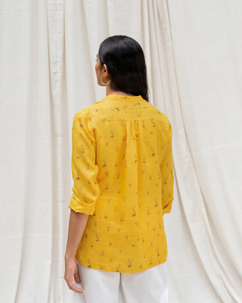 Mandarin Collar Top - Yellow