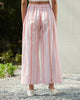 Wide Paper Bag Trousers - Peach & White