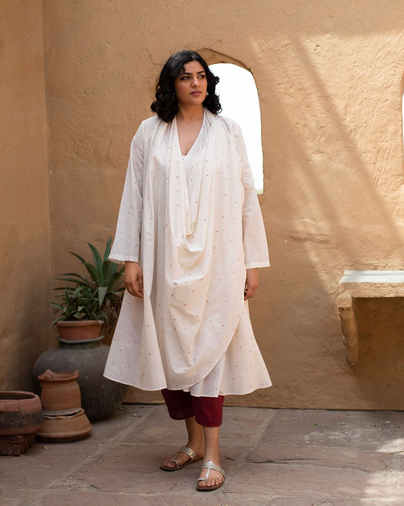 Cocoon kurta with Slip - Ivory