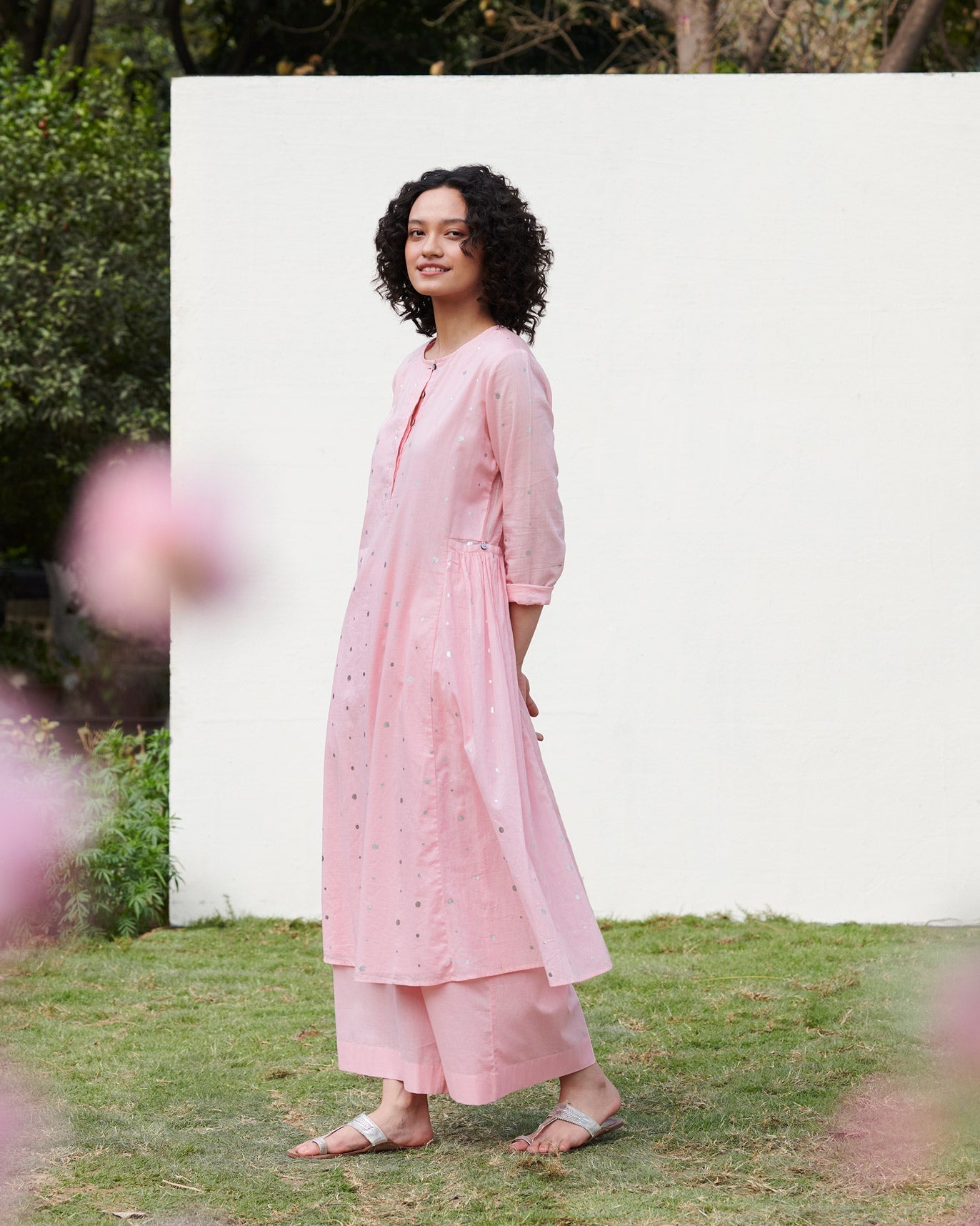 Gathered Pocket Kurta - Pink