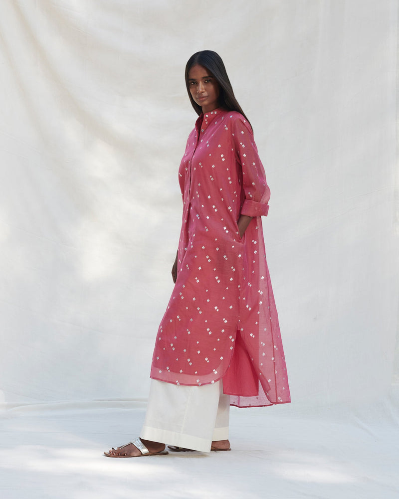 Smocked Back Kurta - Brick Red