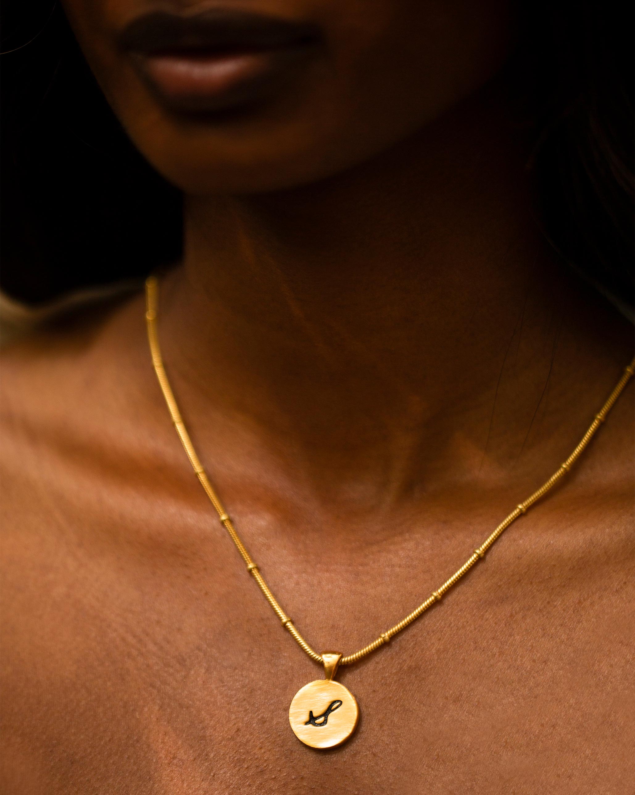 Alphabet S Charm- Black & Gold
