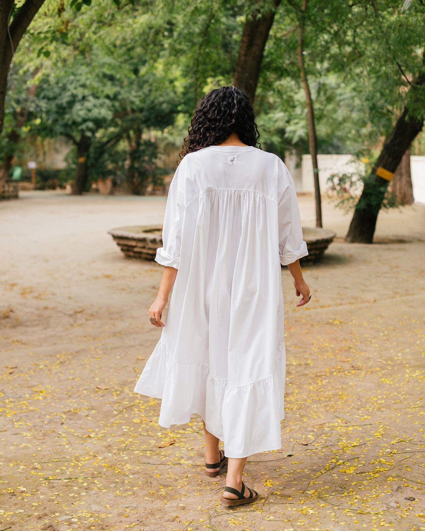 Frill Shirt Dress - White