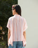 Asymmetrical Hem Top - Peach & White