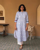 Basic Long Length Kurta - Grey & Ivory