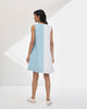 Sleeveless Shift Dress - Blue & White
