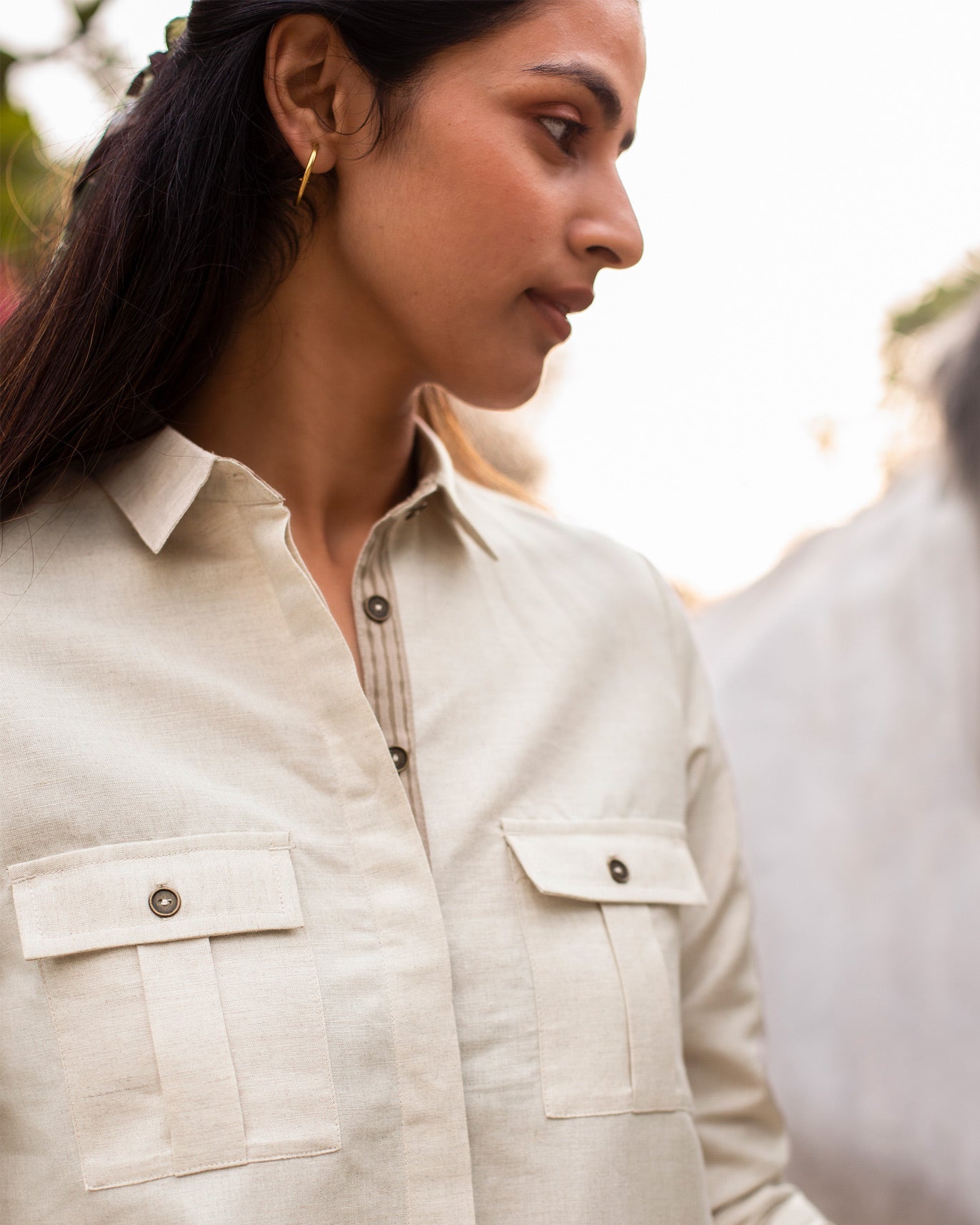 Patch Pocket Shift Dress - Natural