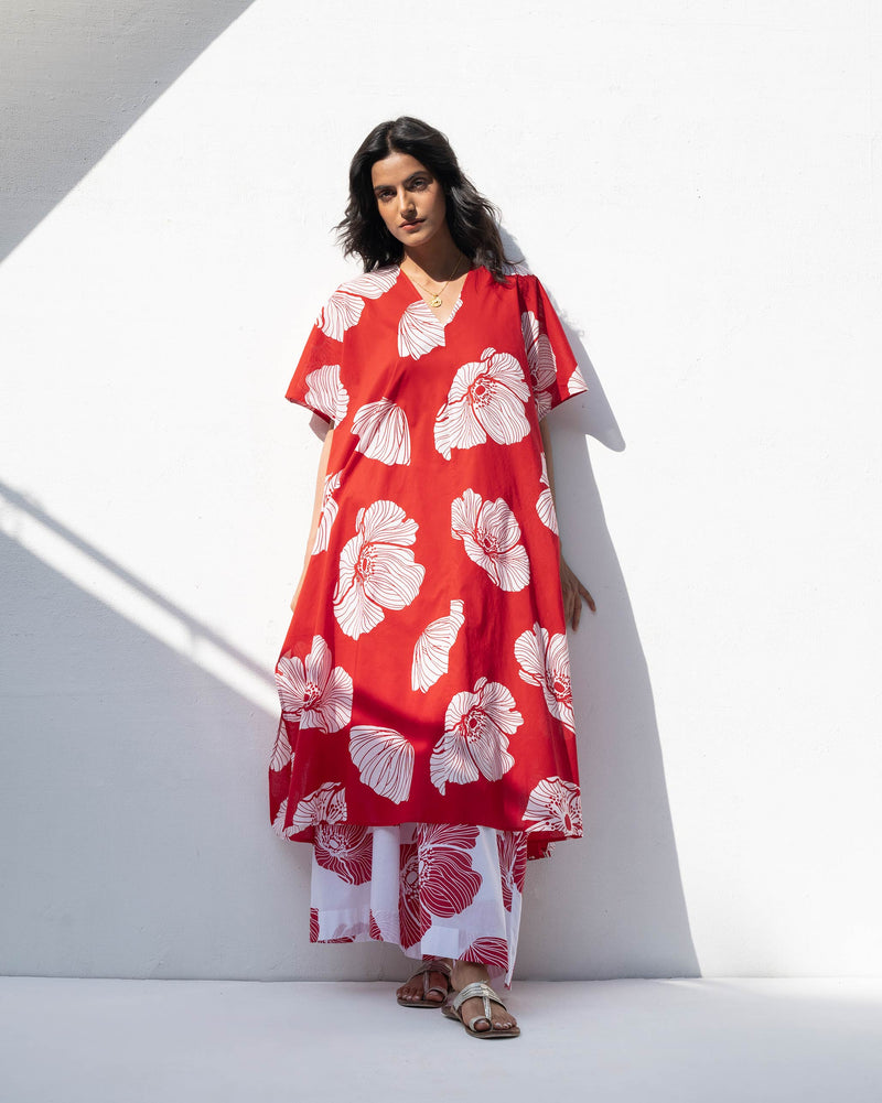 Gusset Kaftan - Red